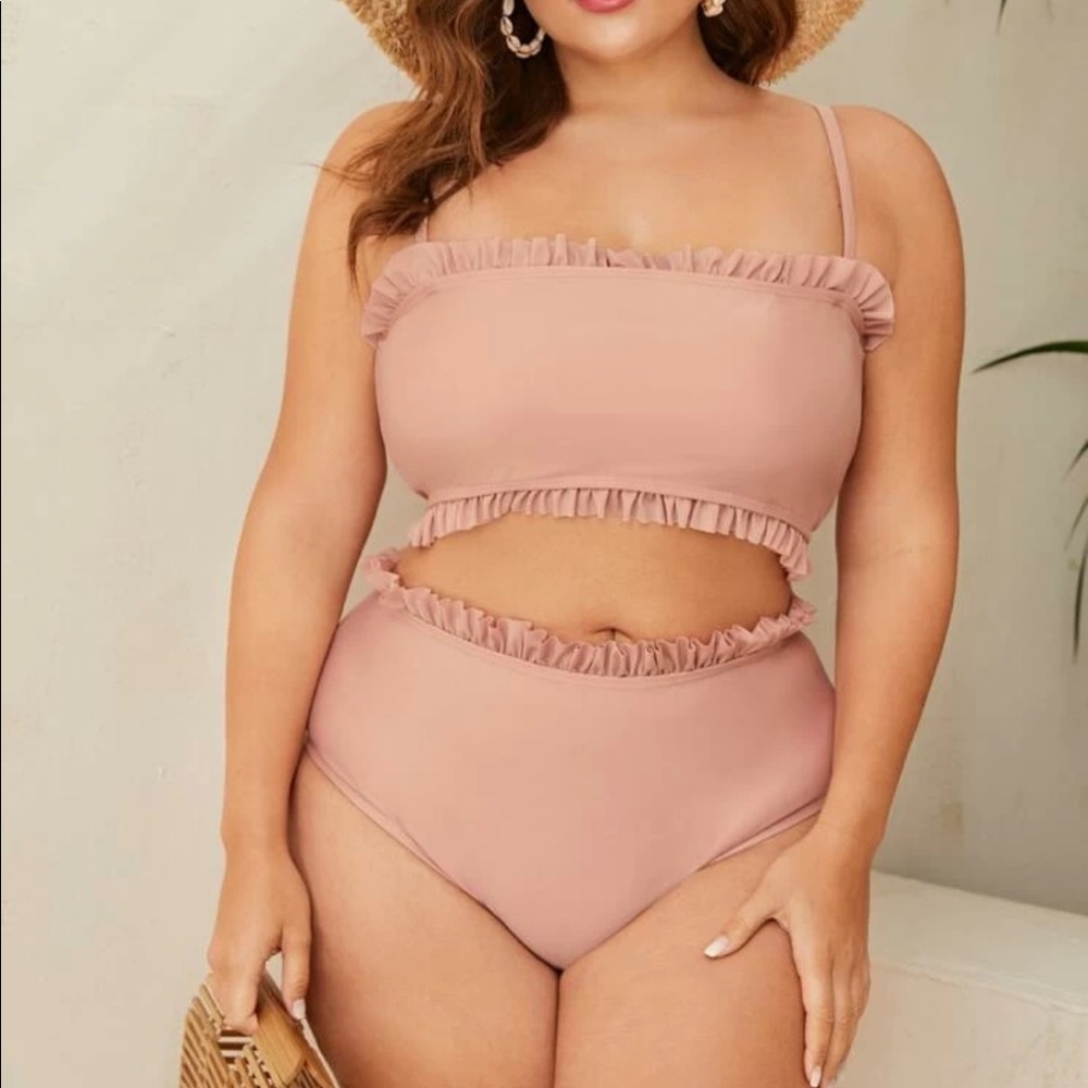 Frill high waist swimsuit/ never worn